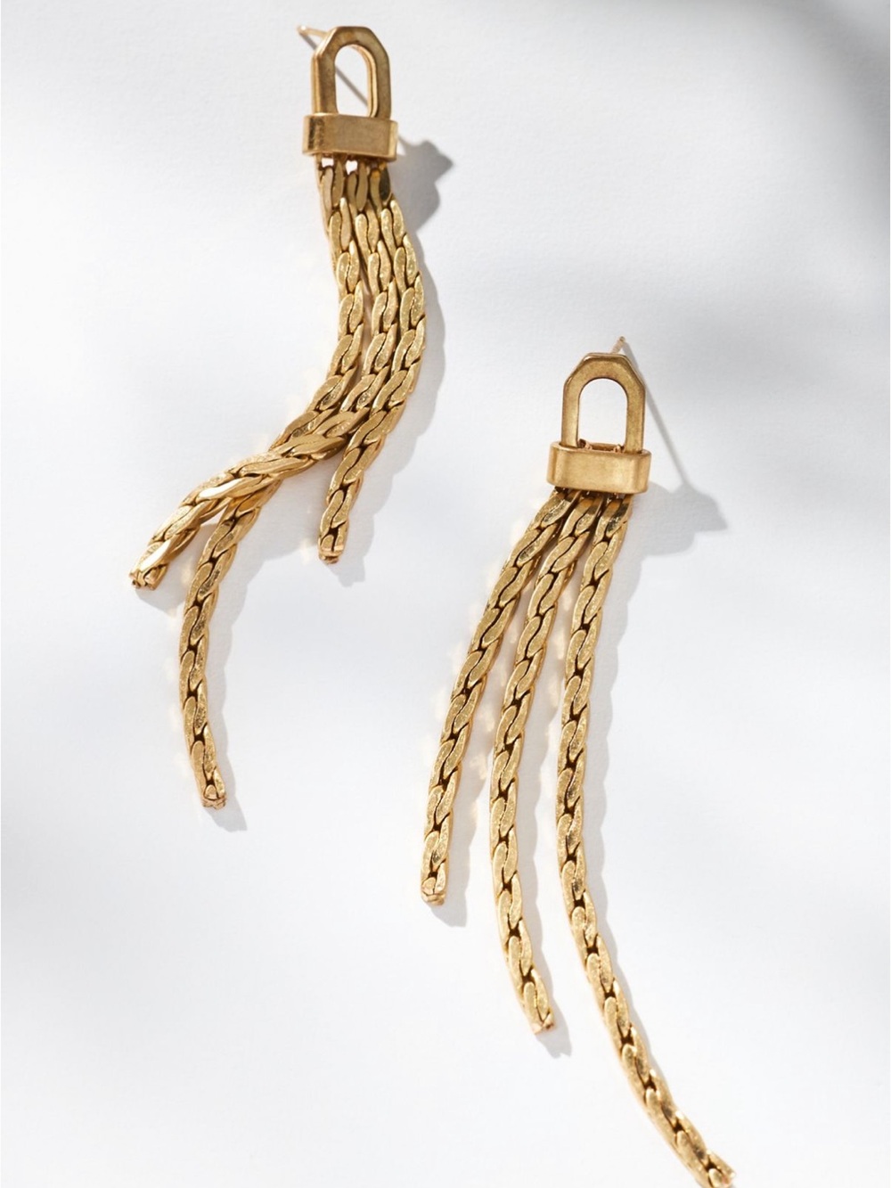 Anthropologie Watchband Chain Fringe Drop Earrings - Bohemian Glam